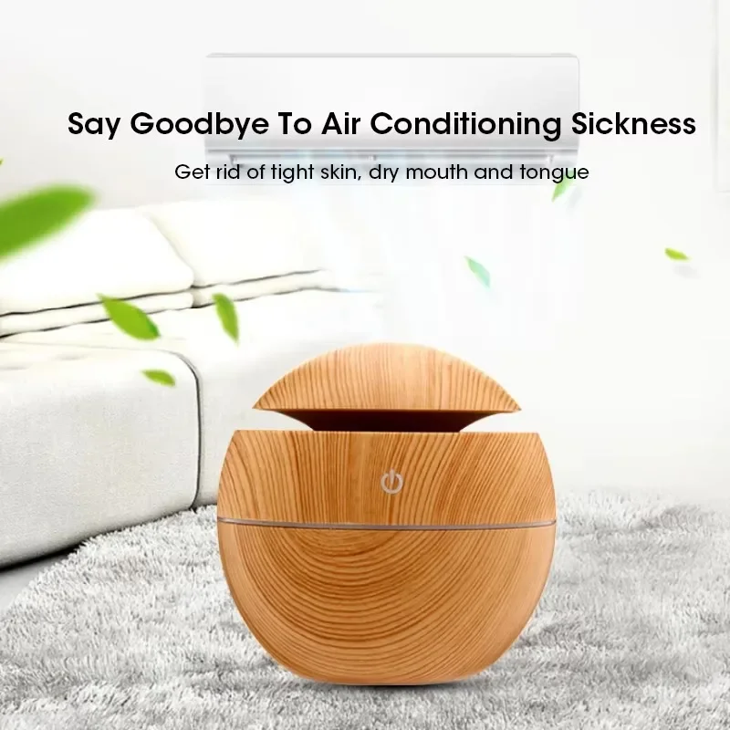 Mini Electric Humidifier Usb Cool Mist Sprayer Aromatherapy Essential Oil Diffuser Bedroom Desktop Wood Grain Air Humidifier