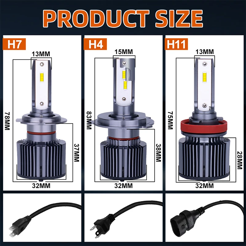 OSRAM H7 H4 H1 H11 H8 Led Bulbs 50W 6000K White 9005 9006 HB4 HB3 LED Fog Lights Auto Moto Lamp Turbo Fan H7 LED CANBUS 12V Mini