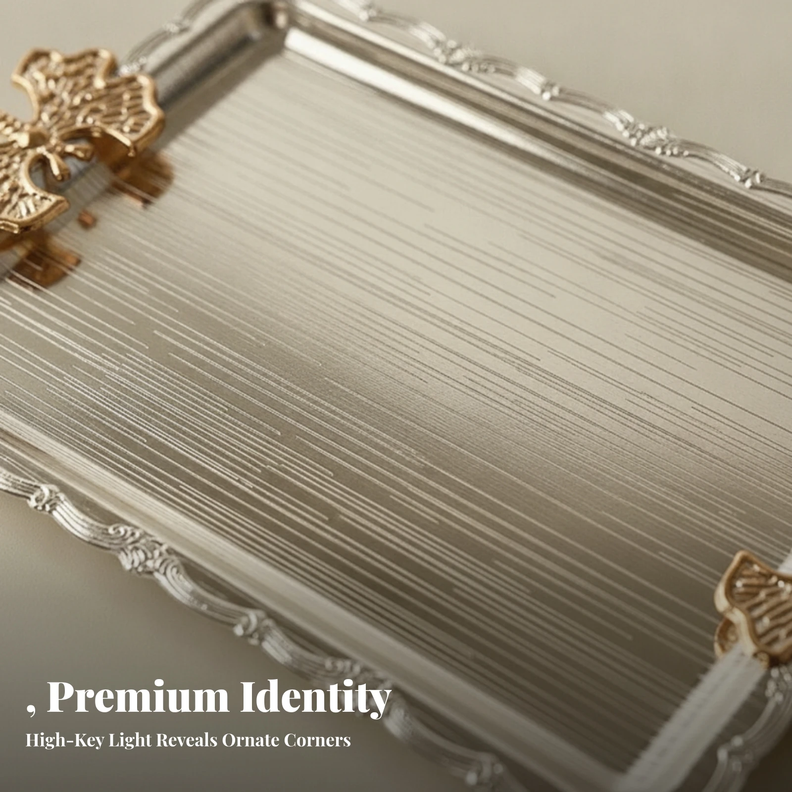 Tray with Butterfly Accents Reflective Embossed Metal Tray Platter Elegant Stylish for Hosts, Tabletop Styling, Tea Service