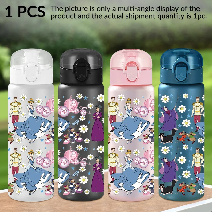 

1Pc Disney, Cinderella, 26oz plastic water bottle with flower pattern, outdoor sports water cup birthday/back to school gift