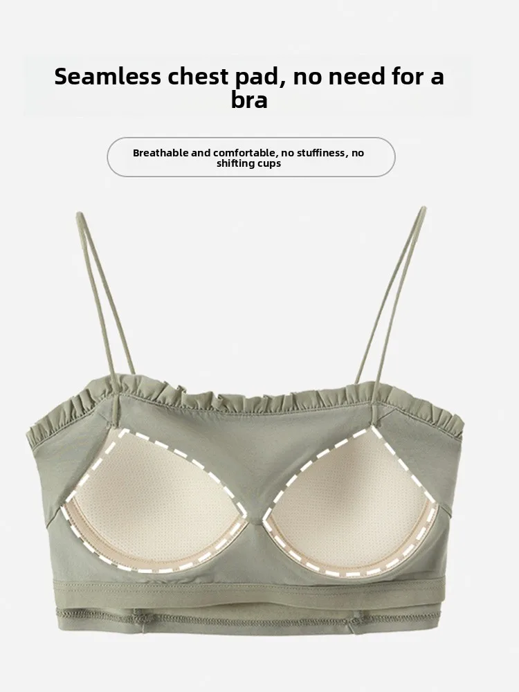   Donna Strap Vest Donna Estate 2025 Nuovo Sle Inteated Pad Reggiseno Un pezzo Interno Indossare Abbigliamento Esterno Base Tubo Top irt