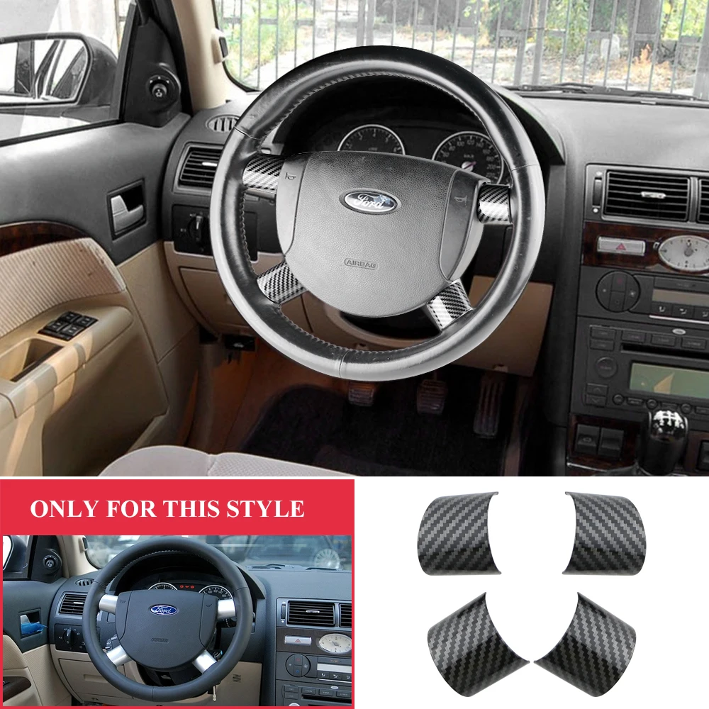 Pokrowiec na kierownicę ABS Chrome z włókna węglowego z cekinami do Forda Mondeo 2004-2006