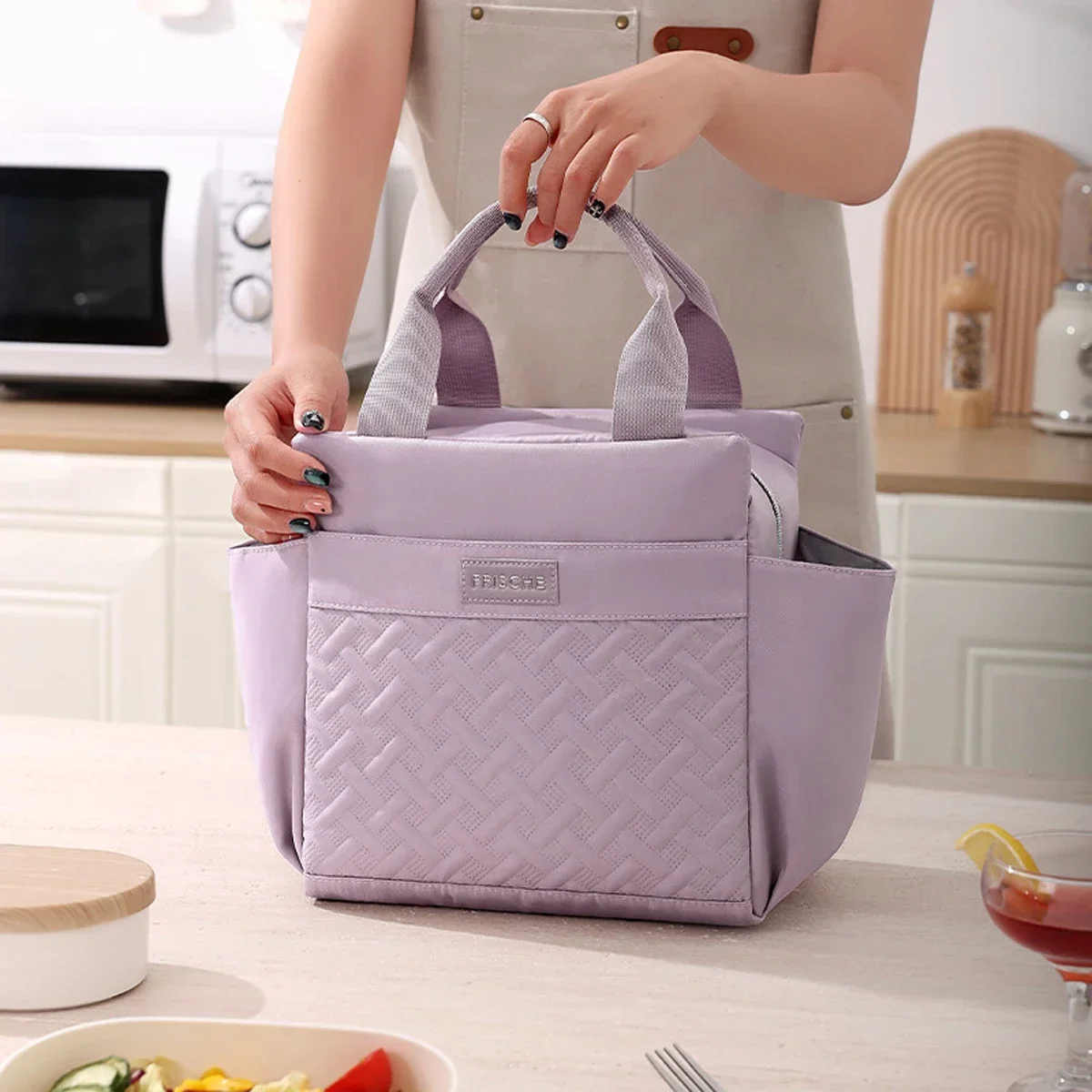 10L Große Kapazität Isolier-Lunch-Tasche für Studenten und Büro, Handgehaltene Aluminiumfolie-Isoliertasche, Frischhalte-Kühltasche – Detail 8
