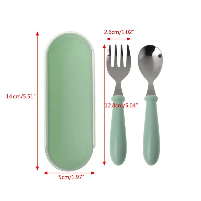 2 Pieces Baby Spoon Fork Set Feeding Training Cutlery Dishes Tableware Infant Children Kid Safe Feeder Learning Supplies