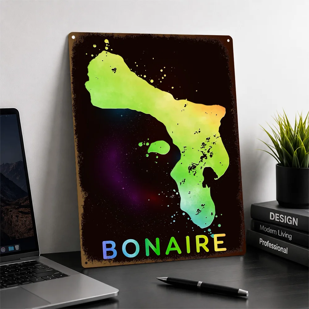 Bonaire Map Aluminum Poster Personalized Metal Sign Coastal Island Guide Wall Art A Distinctive Gift For Geography Enthusiasts