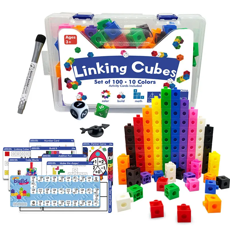 Math Toys Cubes Homeschool Early Educational Stacked Multilink Linking Cubes Counting Snap Learning Blocks for Children