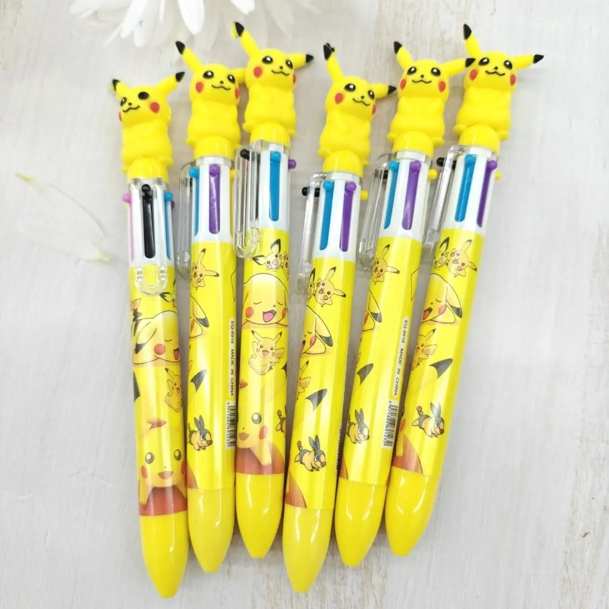 

1-3pcs Pokémon Ballpoint Pen, 6-color Gel Pen, Multi-color Combined Pen, Student Click Pen, Cute Cartoon, Fun
