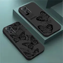 INS Retro Butterfly Case for Xiaomi Mi 11 Lite 10T Pro CC9 Pro 13 12 Lite 12T Note 10 11T 11T Pro Black Soft Shockproof Cover