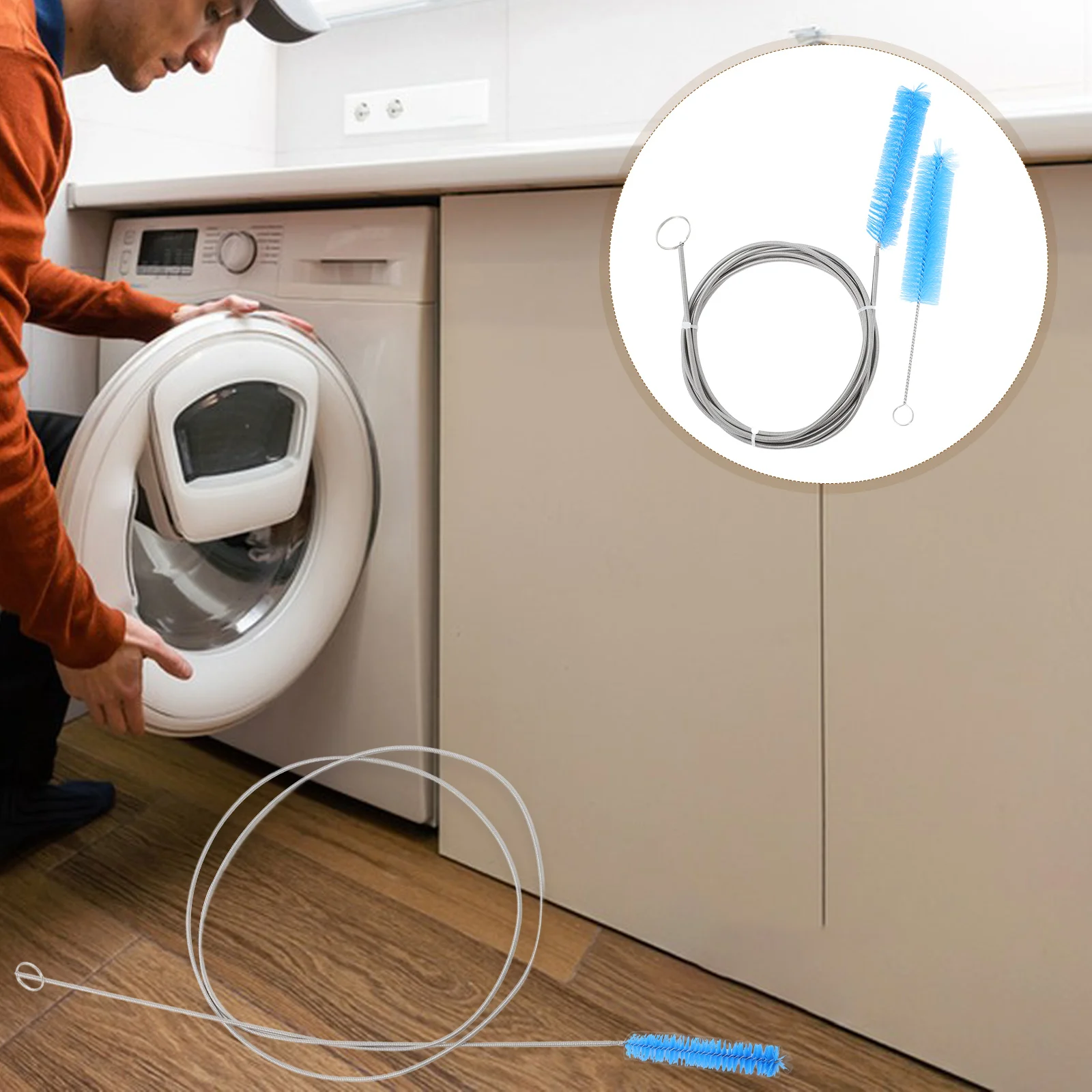 

2pcs Cleaning Machine Brush Hose Tube Flexible Long Pipe Cleaner Duct Air Pump Soft Vent Kit for Dryer Drain Unblock Tools