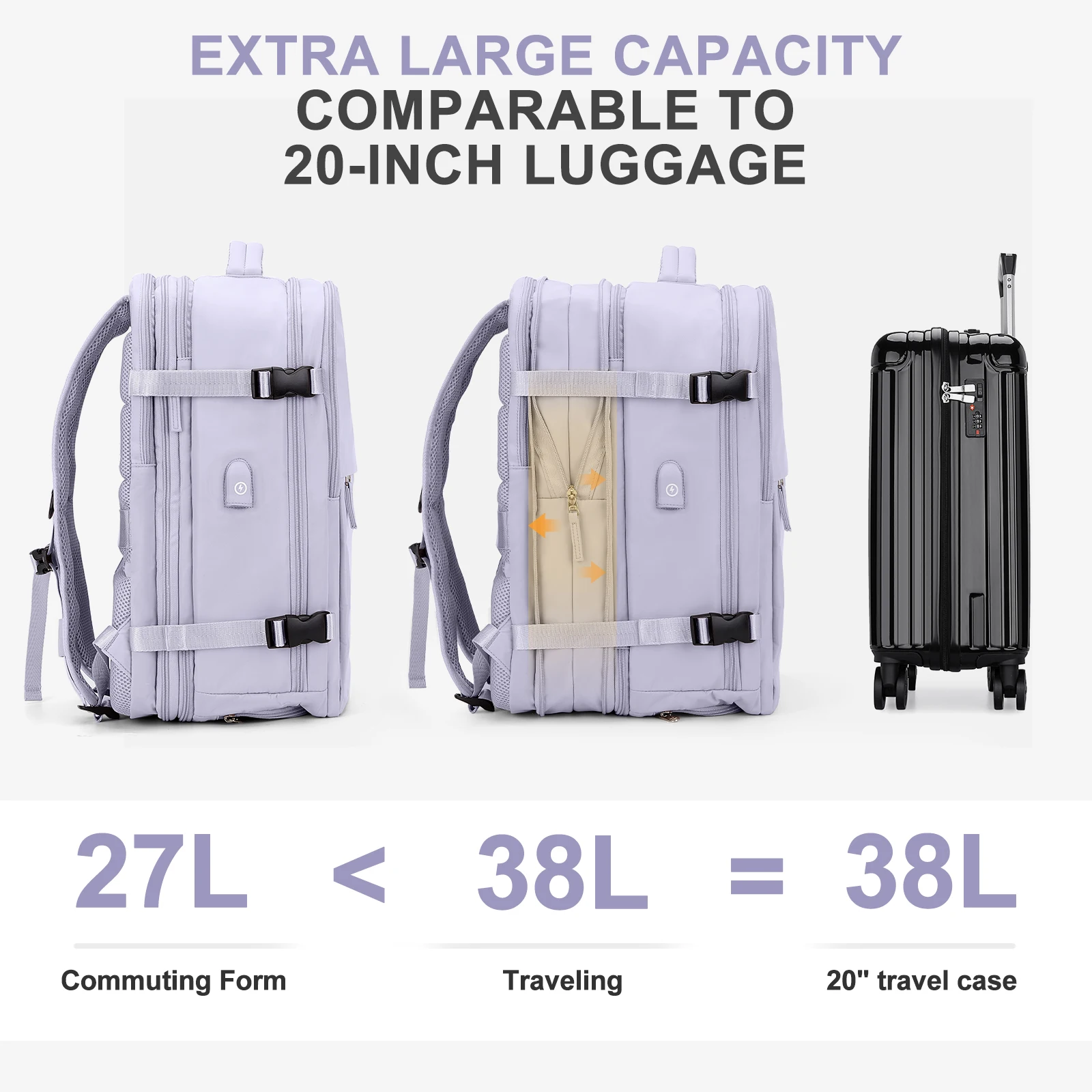 Extra Large Travel Laptop Backpack Expandable Flight Approved Backpack for Women Men Weekender Carry on Backpack Hiking Backpack