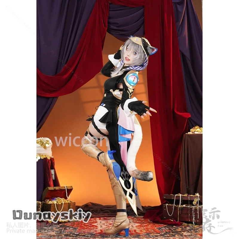 อะนิเมะเกม Honkai Star Rail คอสเพลย์ Cipher เครื่องแต่งกายเซ็กซี่แมว Furry ชุด Jumpsuit Punk Hood วิกผมรองเท้า Jirai Kei สาวที่กําหนดเอง