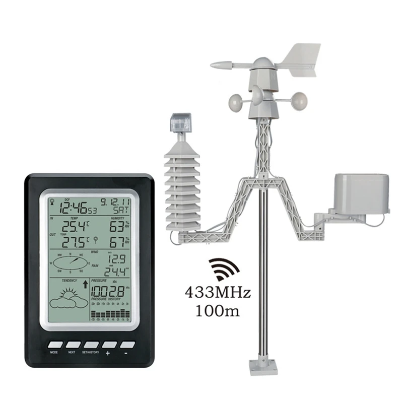 Solar Weather Station Screen Indoor Outdoor Temperature Humidity Meter Small Weather Forecast