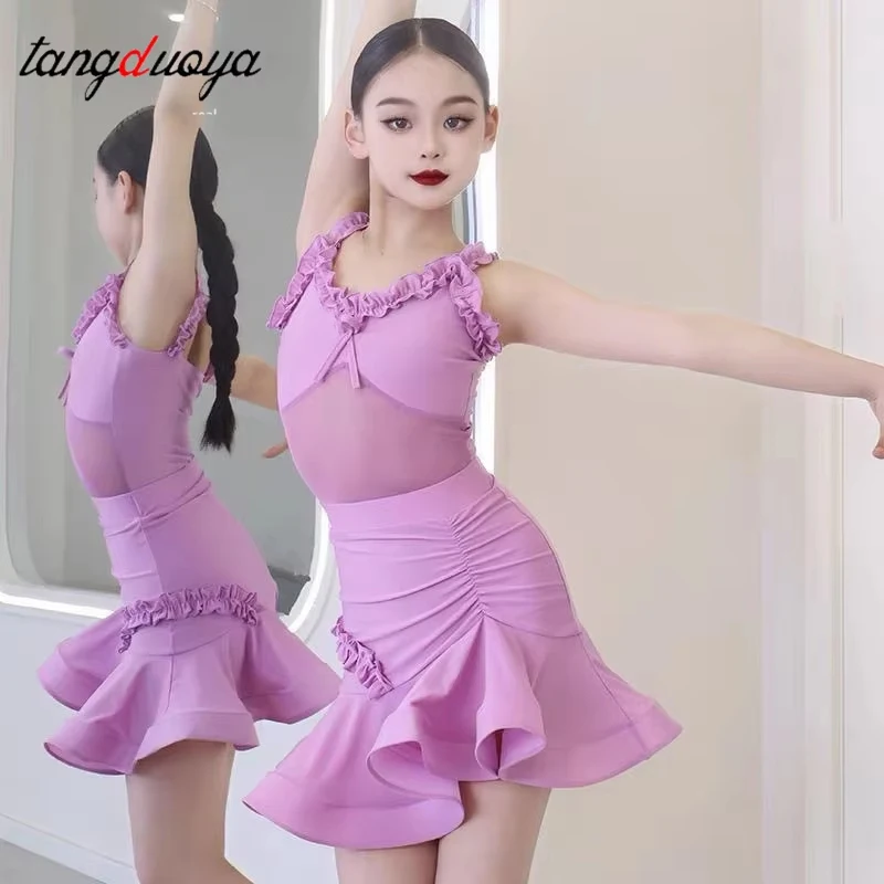 Latin Dance Training Costume Girl New Children's Salsa Performance Costume Competition Latin Competition dance dress view 2