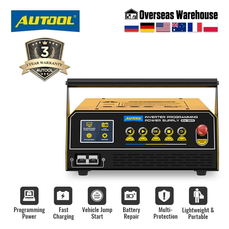 AUTOOL EM365 العاكس برمجة الطاقة إصلاح بطارية السيارات في الوقت الحقيقي سيارة الانتقال كاتب منظم أداة السيارة 110 فولت/220 فولت