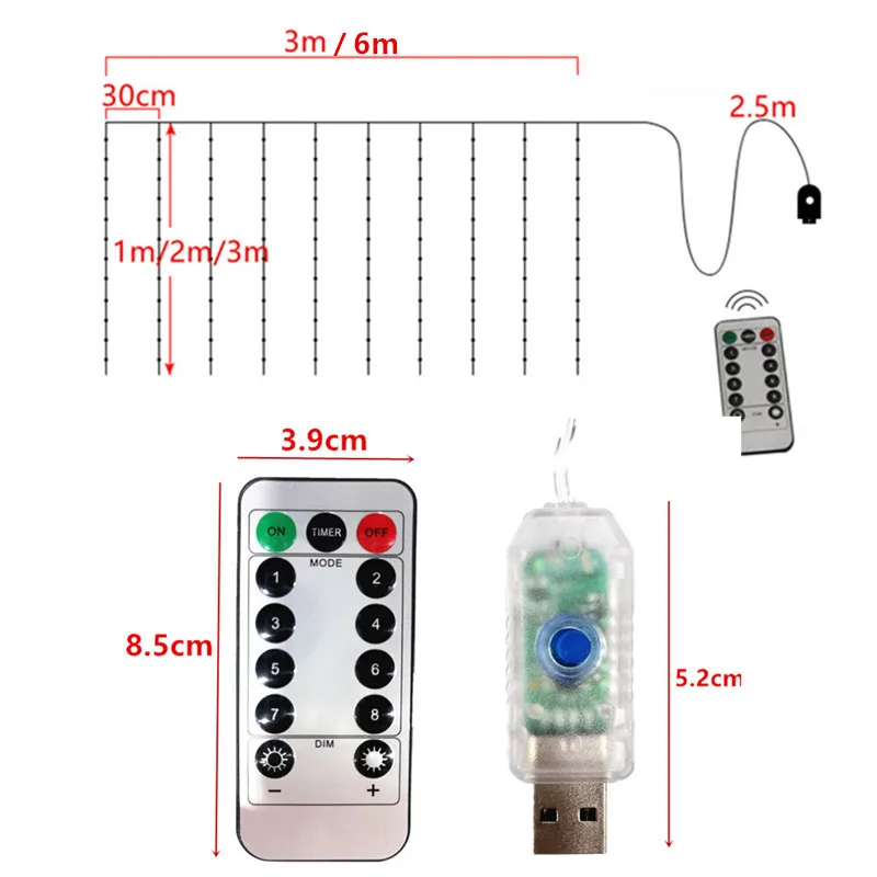 ستائر نوافذ LED لعام 600/300 ستائر بمصابيح رفيعة لحفلات الزفاف وحفلات المنزل وغرف النوم زينة داخلية للحائط