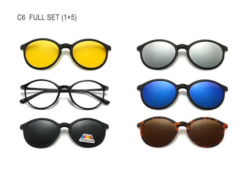 Magnet Clip Sonnenbrillen Und Brillen Set Myopie-0,5 Zu-10 Männer Frauen Mode Runde Rahmen Kurzsichtig Brille f232 – Detail 23