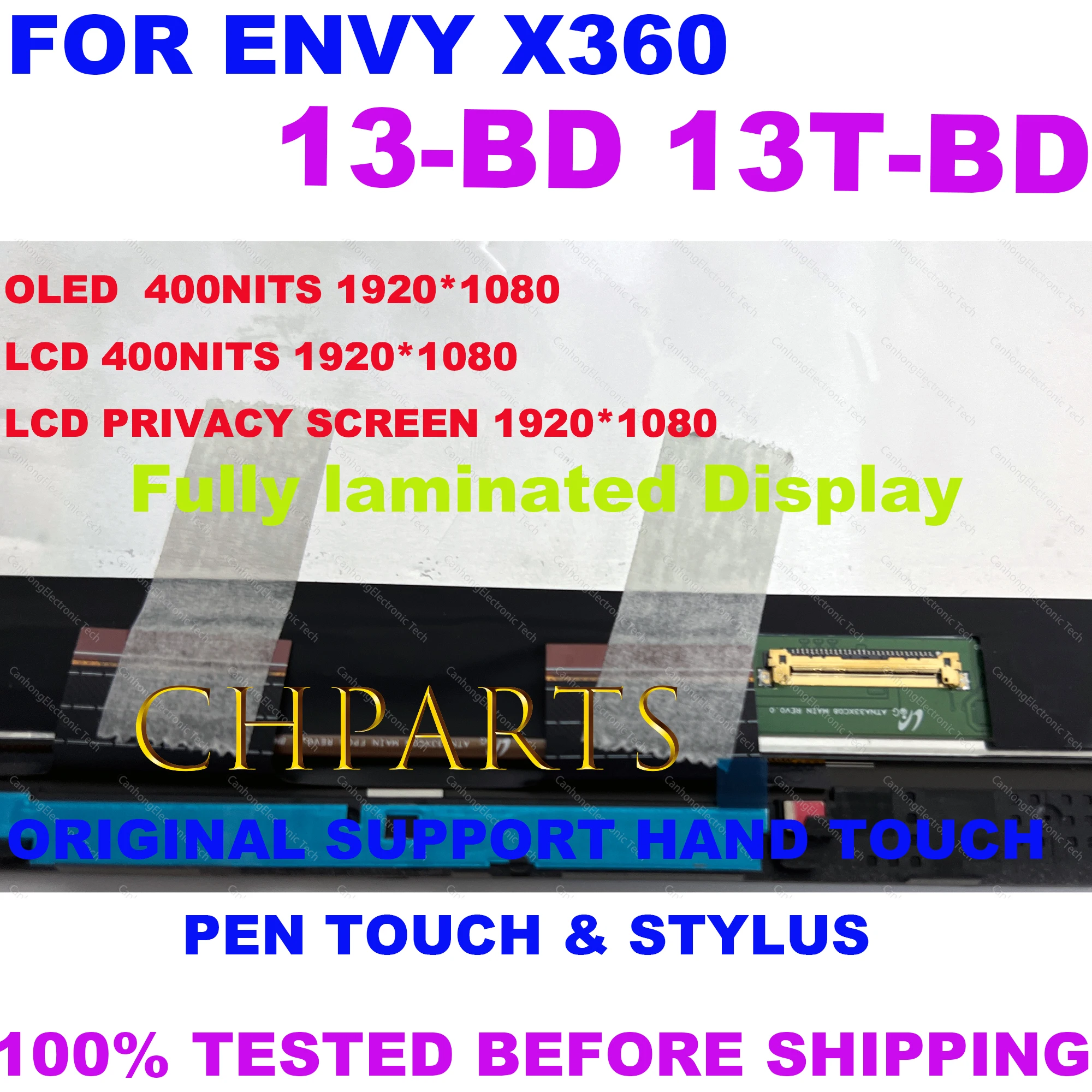 13.3 “FHD Para HP ENVY 13-BD 13T-BD 13-bd0011NW 13-bd0002UR 13-bd000NA M44568-001 Tela de toque LCD 1080P OLED cor dourada