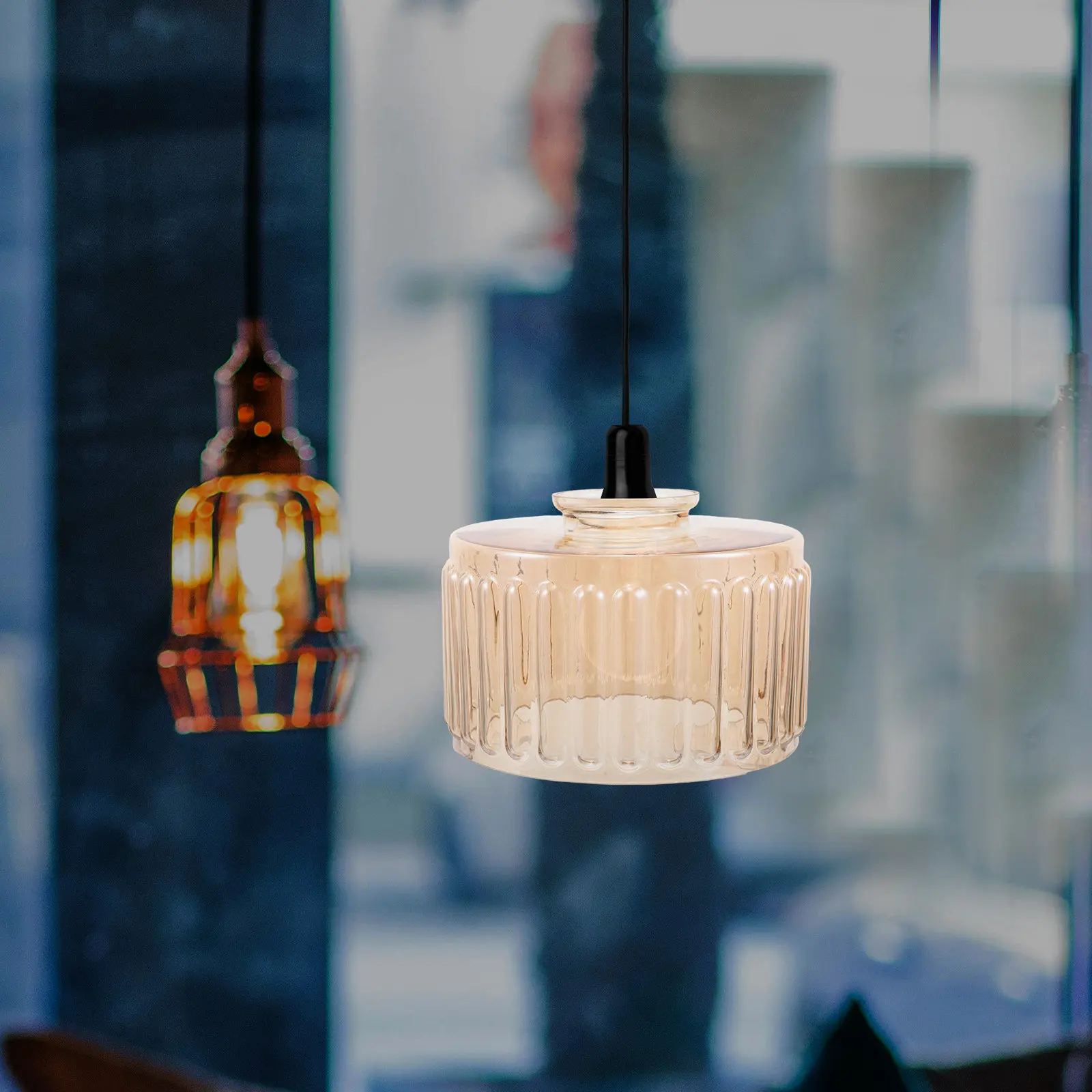 Glass Lamp Shade Replacement Orange Retro Style 51Mm Opening for Pendant Ceiling Bedside Dining Room Wall Light Covers