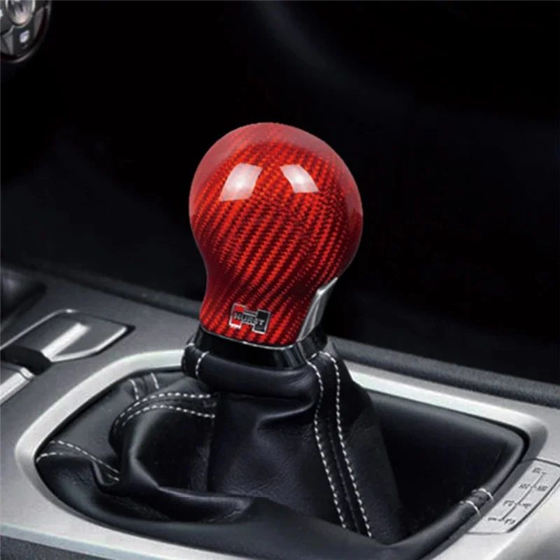 Car Gear Shift Knob Cover Trim Real Carbon Fiber Sticker for Chevrolet Camaro 2010-2015 Accessories(Black)