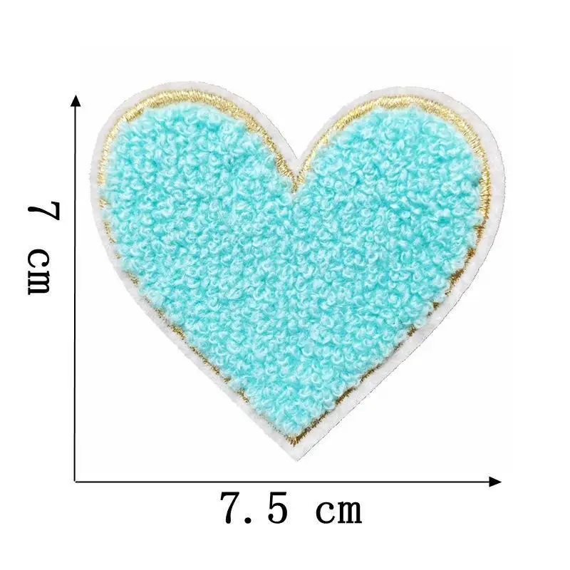 Mehrfarbige Handtuch-Stickerei-Herz-Aufnäher zum Aufbügeln, weich, flauschig, einfach anzubringen, perfekt für DIY-Jacken, Taschen, Bastelarbeiten, Dekorationen. – Detail 4