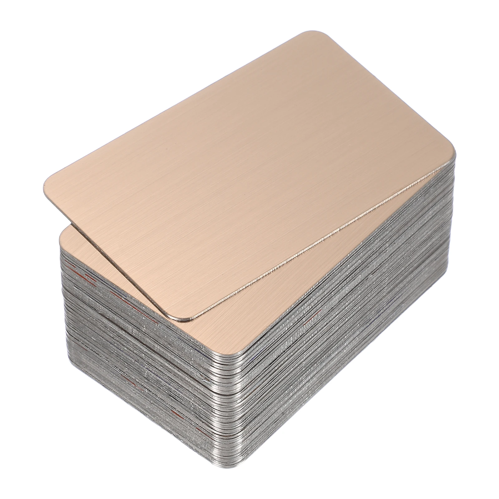 50Pcs 0.3/0.5/0.8mm Thick Stainless Steel Metal Business Cards Brushed Blank Name Card Laser Engraving for DIY Gift Cards