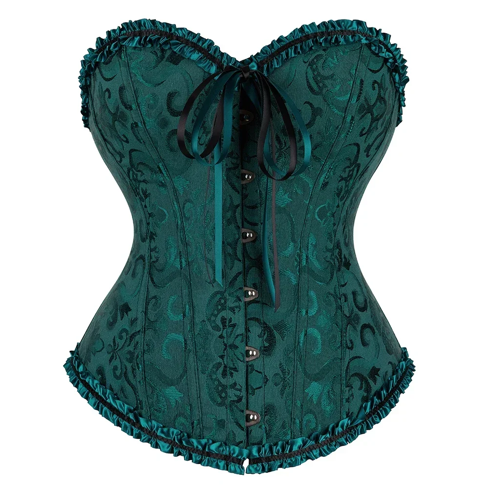 Gold Corsets for Women Vintage Flower Overbust Overbust Bustiers Top Corselet Sexy Victorian Halloween Costume Plus Size Korsett