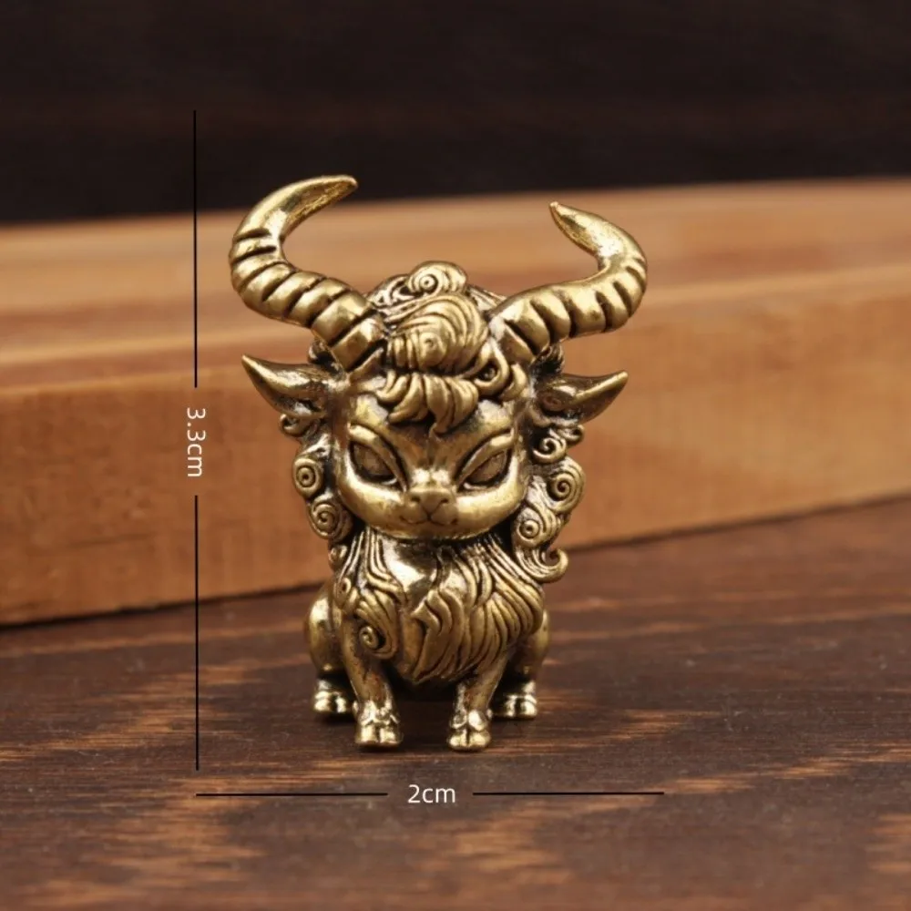 Estatua de Oveja del Zodiaco de Latón Macizo, Adorno de Mesa con Detalles Finos Tallados, con Significado Auspicioso