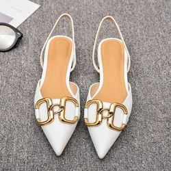 2024Women Summer New Fashion Chain Designer Simple Solid Color Square Heel Shoes PULeather Outdoor Shopping Office Women Sandals