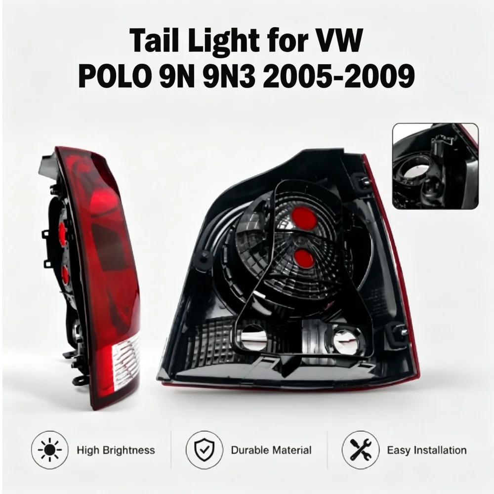 Boîtier de feu arrière de remplacement pour VW POLO 9N 9N3 2005-2009, compatible avec les feux de freinage, de stop, de clignotant et antibrouillard