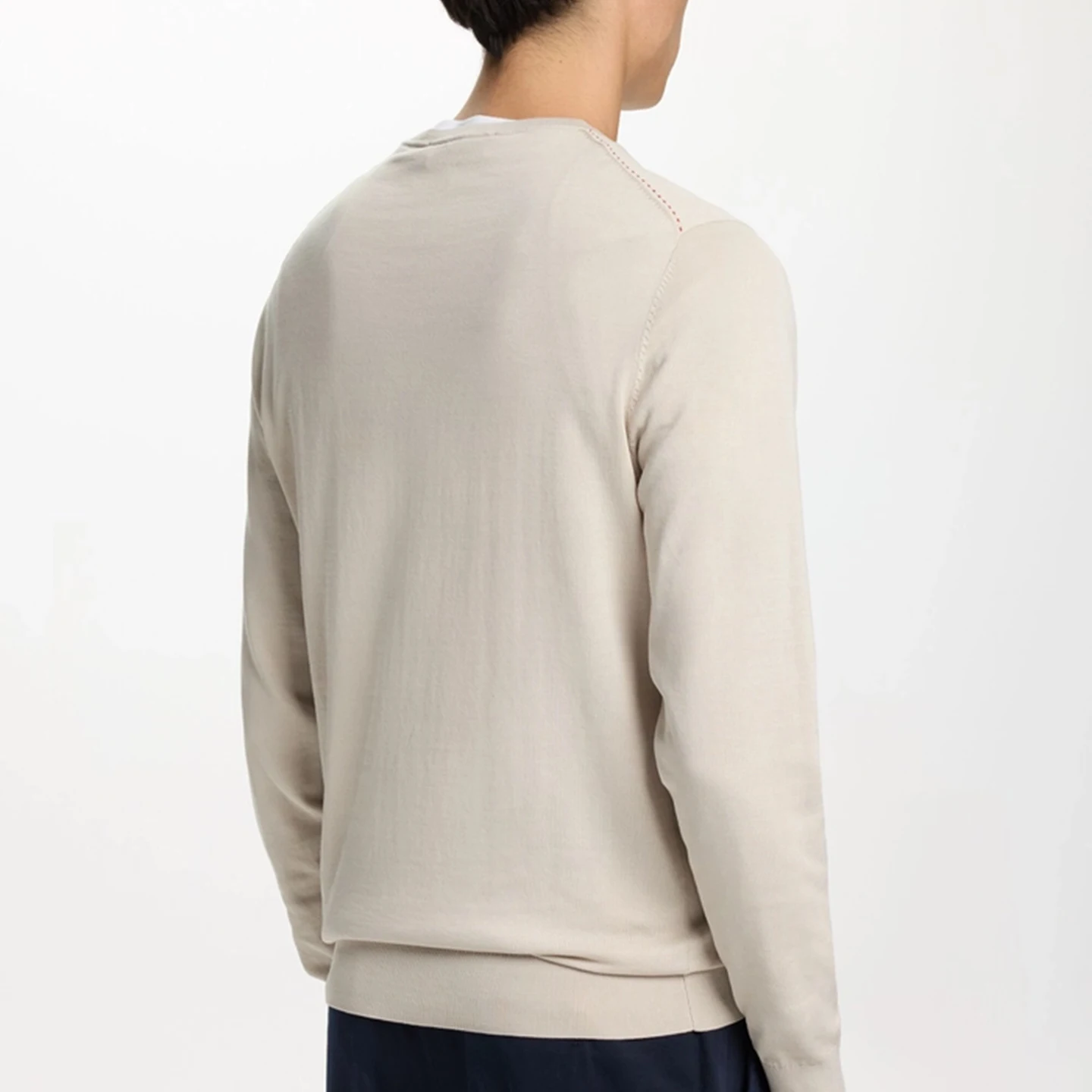 CH Men's  Crew Neck Sweater Slim Fit Long Sleeve Knit Pullover with Red Embroidery Business Casual Top