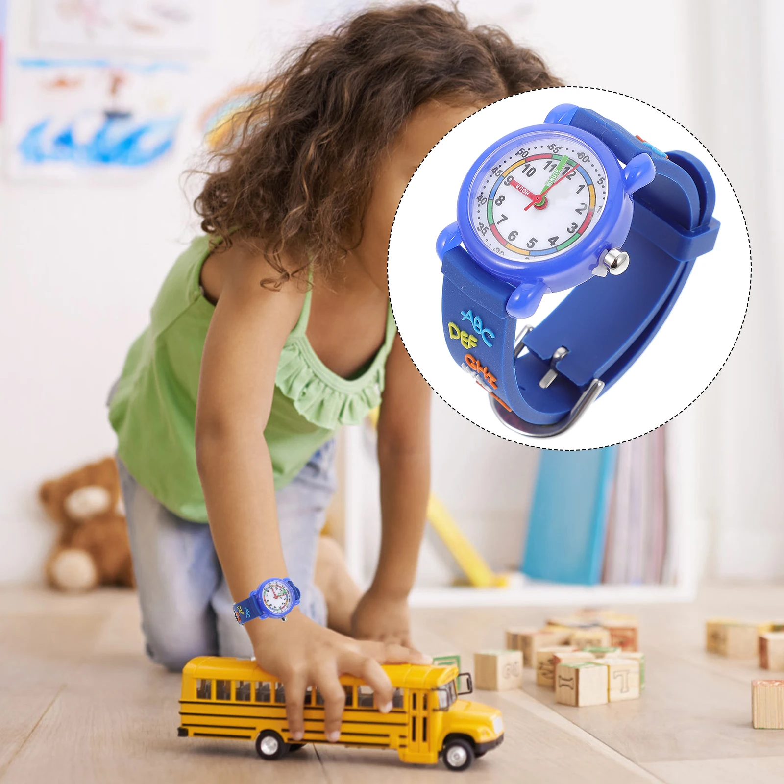 

's Watch Watches for Girls Cartoon Blue Mineral Strengthened Glass Mirror Waterproof