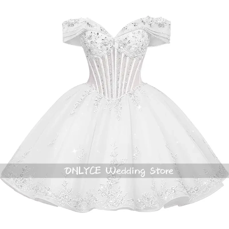 Customized Crystal Short Homecoming Dress Off Shoulder Tulle DAMA Dresses for Quinceanera Glitter Beaded Cocktail Dress