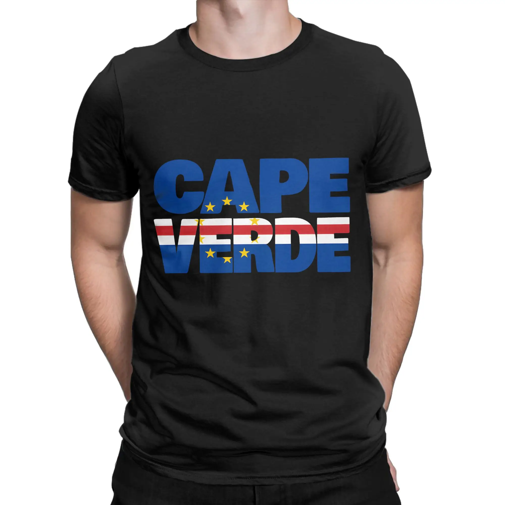 Cape Verde Flag  T-Shirts Men  Funny Pure Cotton Tees Crewneck Short Sleeve T Shirts Gift Idea Clothes