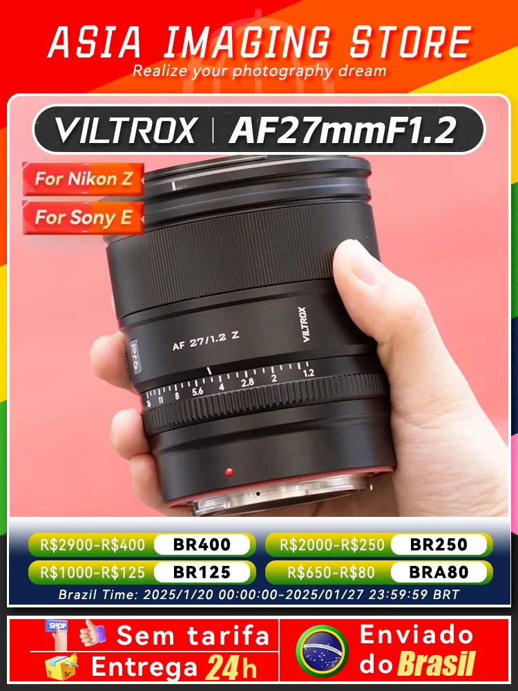 【 Do Brasil 】 Viltrox AF 27mm F1.2 Pro APS-C Wide Angle Mirrorless Camera Lens for Sony E A6700 ZVE10 Nikon Z50 FujiXF 27 1.2