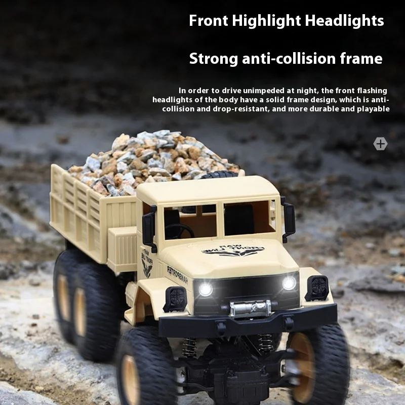 Jjrc 2,4g simulación de Control remoto a escala completa camión militar de seis ruedas tracción en las cuatro ruedas todoterreno modelo vehículo juguete para niños
