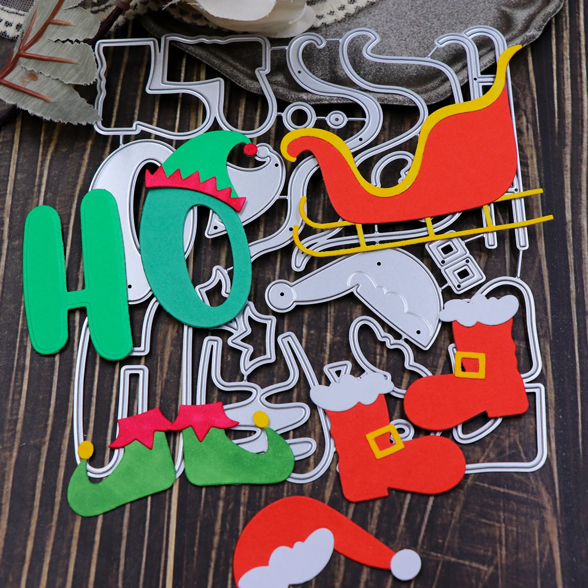 2024 New Christmas Decorations Metal Cutting Dies for Scrapbooking DIY Manual Album Sleigh and Christmas shoes Die Cuts