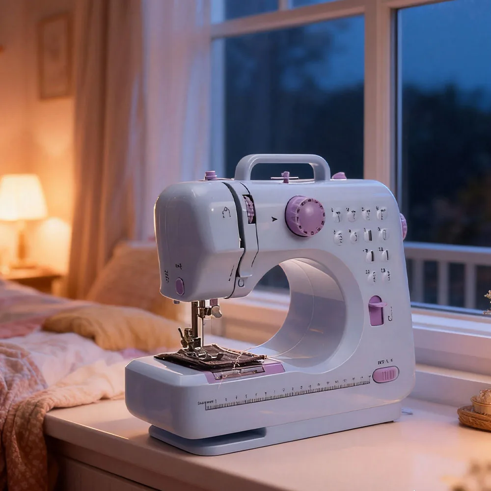 

Household Mini Portable Sewing Machine 12 Stitch Electric Crafting Mending Overlock Pedal Replaceable Presser Foot Beginner DIY
