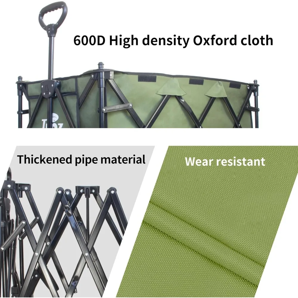 Extra Large 445L Outdoor Utility Cart with Heavy Duty Foldable Design, All-Terrain Big Wheels, Canopy, and Additional Features