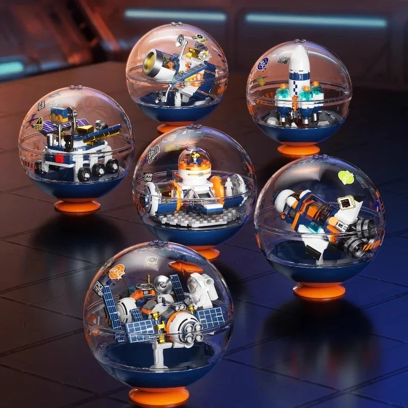 Sembo empilhamento bola espaço avião blocos de construção crianças montado telescópio desktop ornamento modelo brinquedo na moda presente aniversário