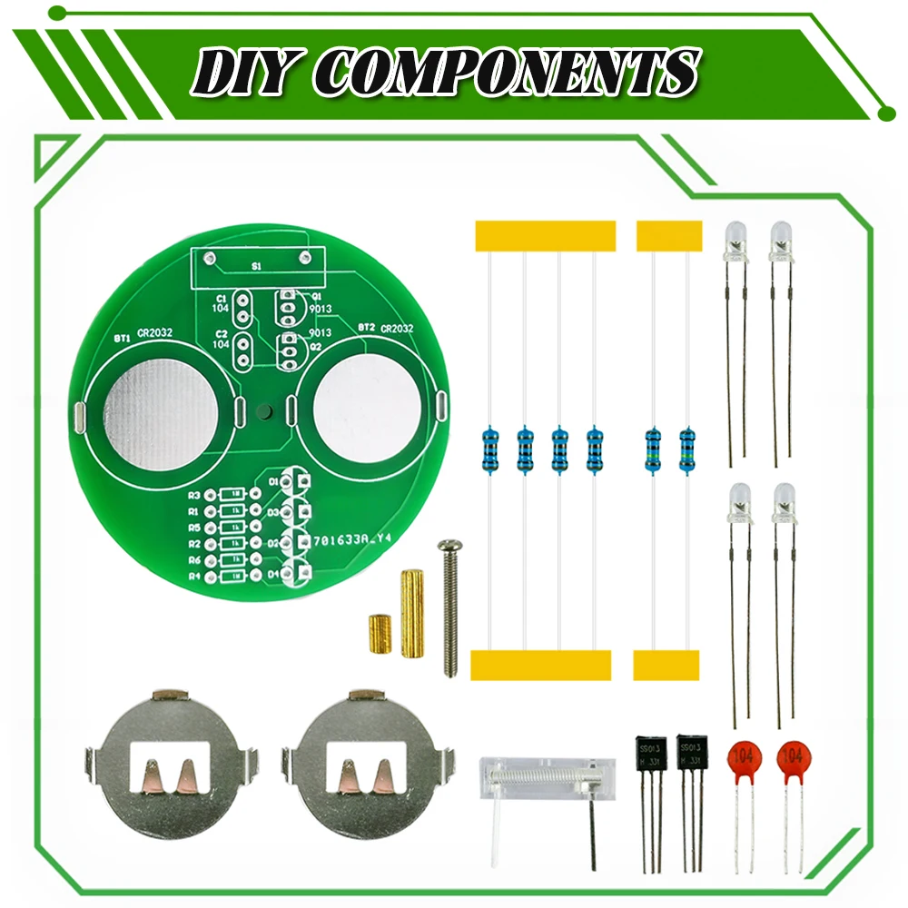 DIY LED Desktop Giroskop Elektronik Kit Triode Getaran Switch CR2032 Baterai Papan Sirkuit DIY Solder Kit DC6V Bertenaga