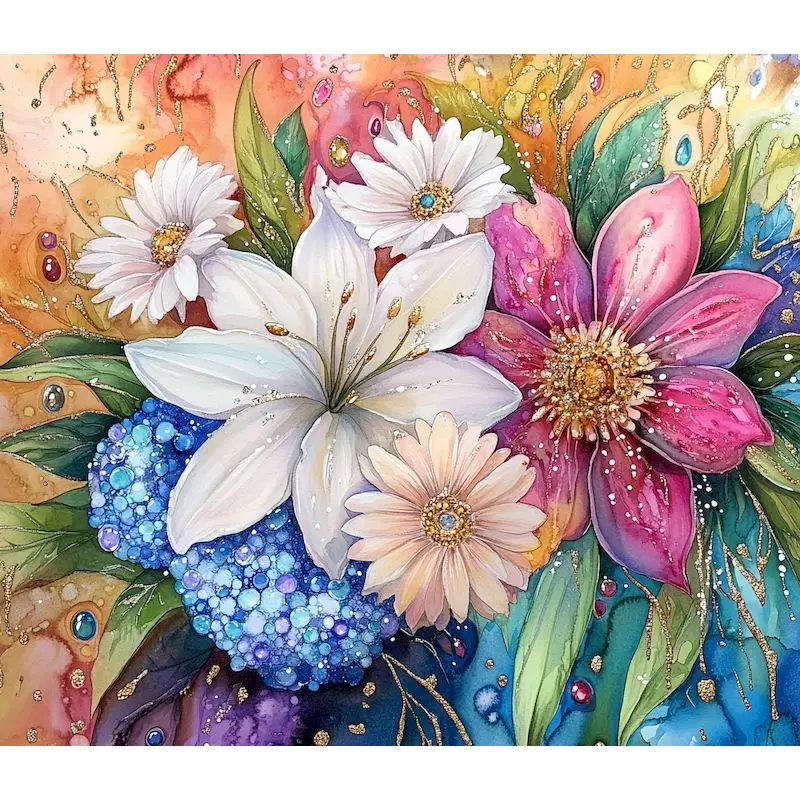 

PhotoCustom Diamond Painting New Abstract Pictures Of Rhinestones 5D DIY Flower Embroidery Cross Stitch Mosaic Wall Decor