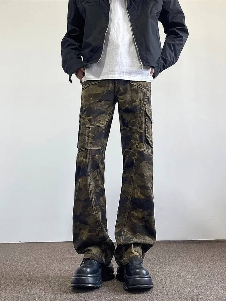 

Trashy Y2K 2000S Camouflage Multi Pockets Slim Jeans Flare Cargo Pants For Men Clothes Streetwear Hip Hop Lady Old Long Trousers