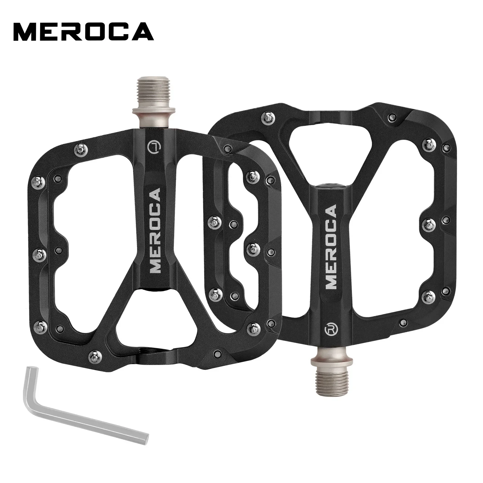 MEROCA Bicycle Large Tread Pedal CNC High Strength Aluminum Alloy Bearing Pedal Anti Slip Mountain Bike Tread bicycle parts