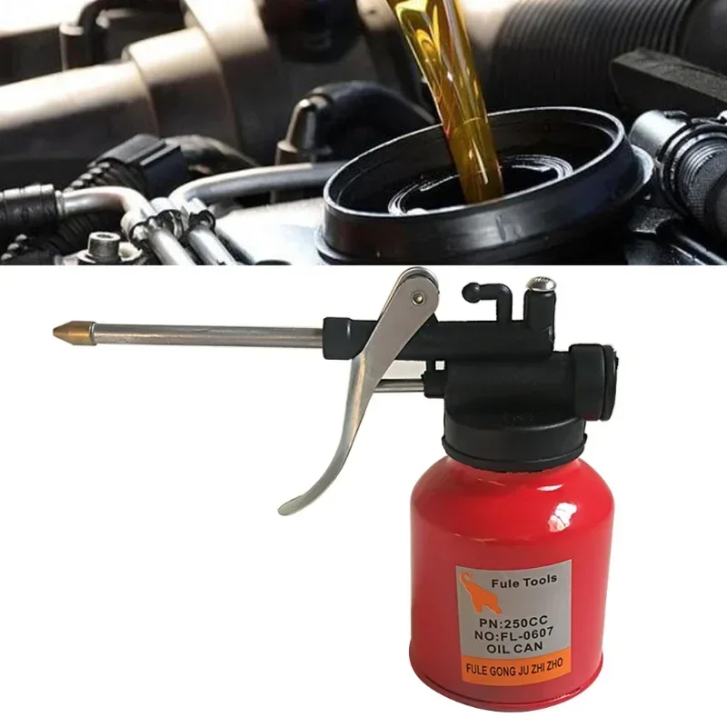 Tanque de aceite de 250ml, cuerpo fundido a presión con boquilla rígida, bomba de pulgar, engrasador de taller con junta de sellado, cubierta de aluminio, cubierta de plástico