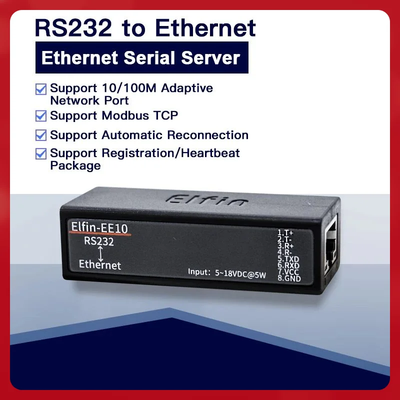 Porta seriale di alta moda da RS232 a porta seriale Ethernet Supporto server dispositivo TCP/IP Telnet Modbus Protocollo TCP EE10