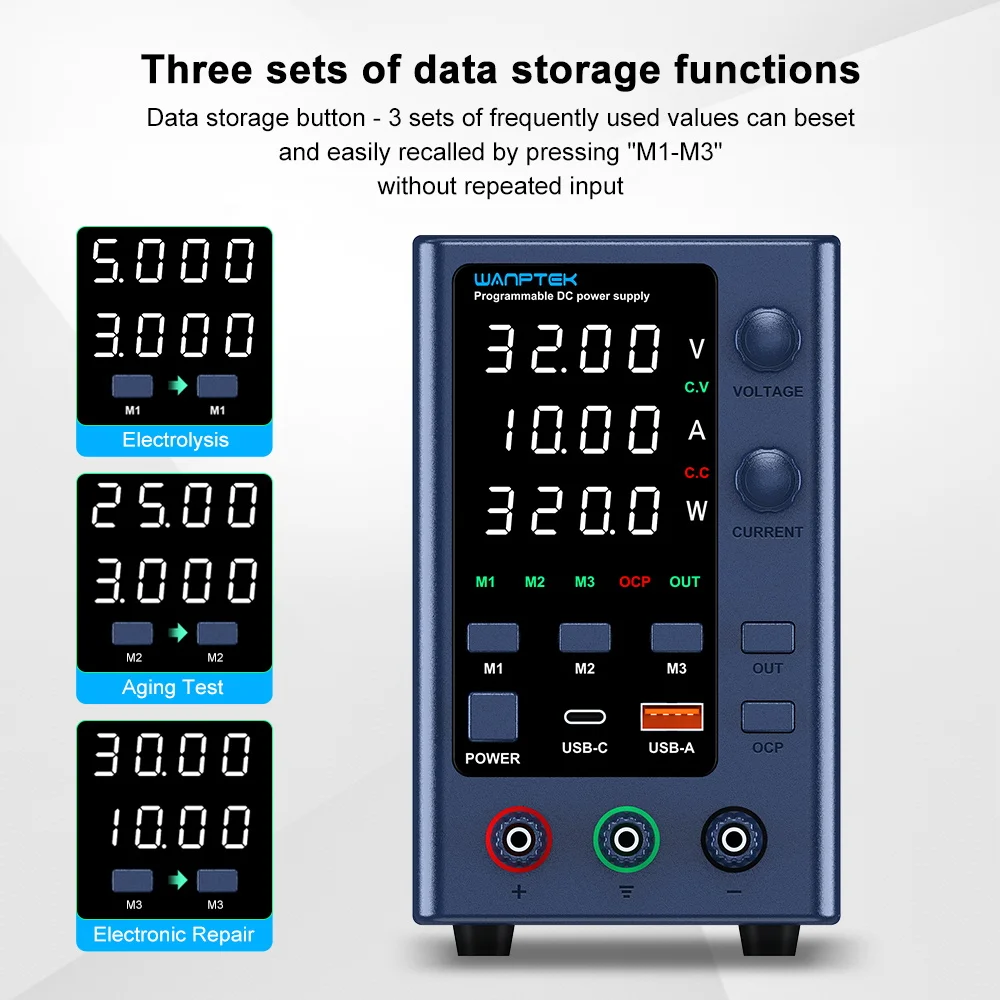 Imagem -05 - Wanptek-laboratório dc Fonte de Alimentação Ajustável 32v 10a 62v 5a Ajuste do Codificador Programável Laboratório Banco de Alimentação
