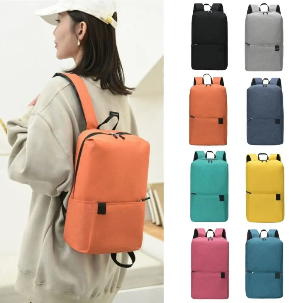 Large Capacity Small Backpack Portable Solid Color Waterproof School Bags Unisex Multiple Pockets Travel Bag Travel