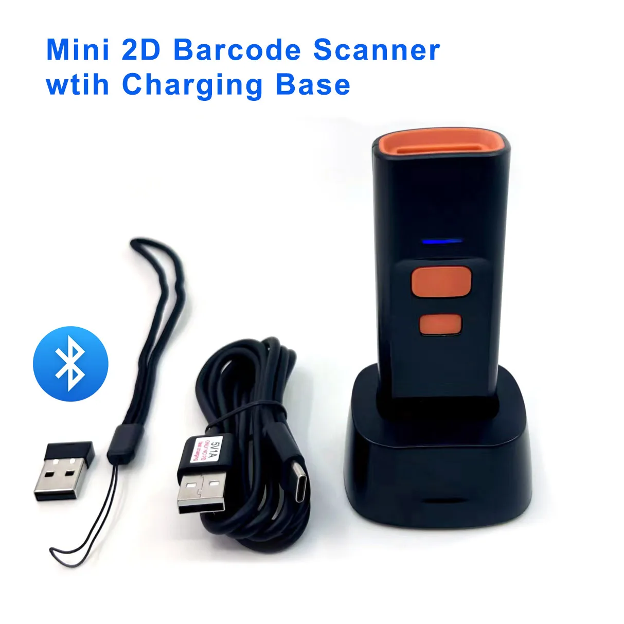 Imagem -02 - Barcode Reader com Base de Carga Mini 1d 2d qr Bar Code Reader Ipad sem Fio Suporte Bluetooth Celular