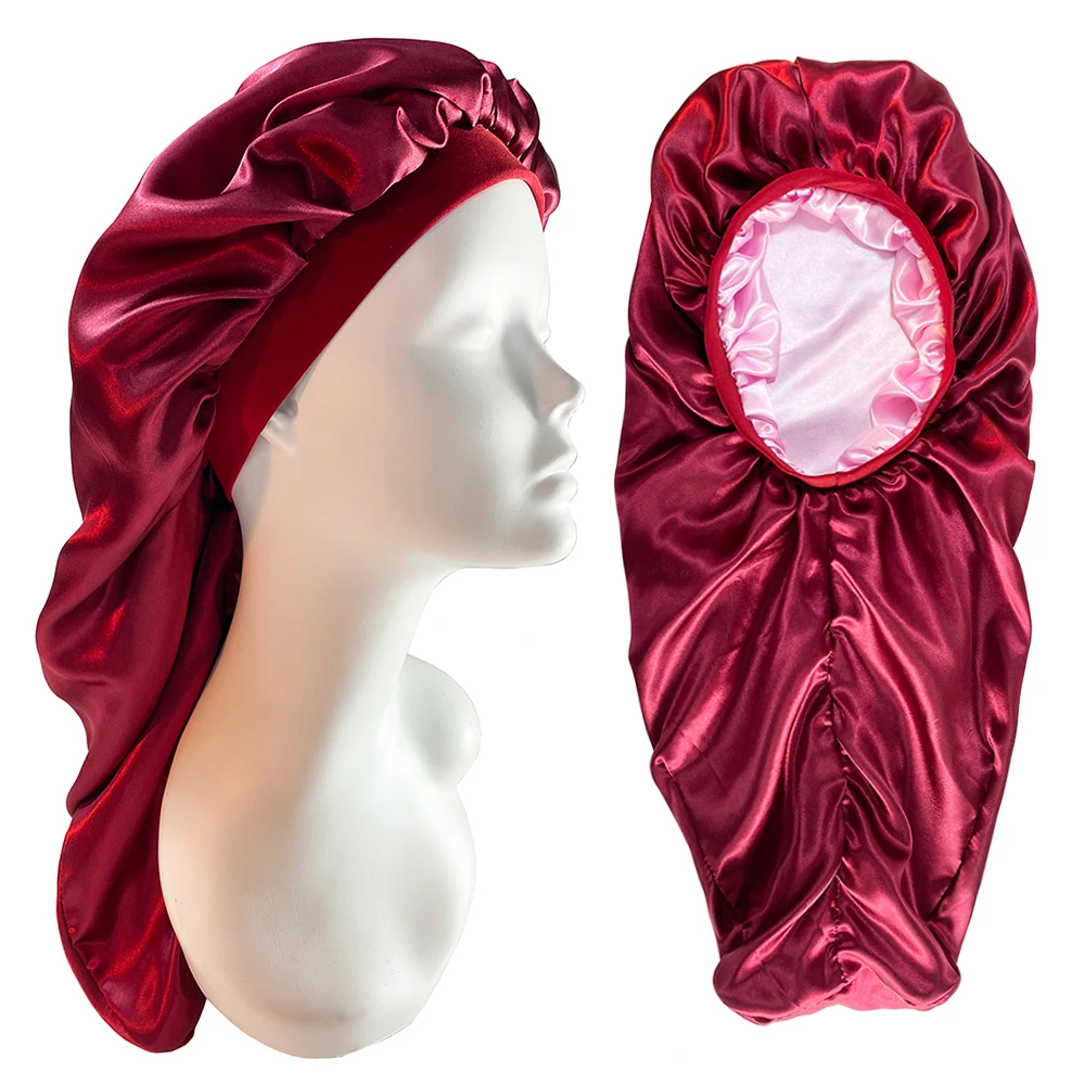 

Double Layer Silky Bonnet Cap Wide Elastic Band Satin Nightcap Free Shipping