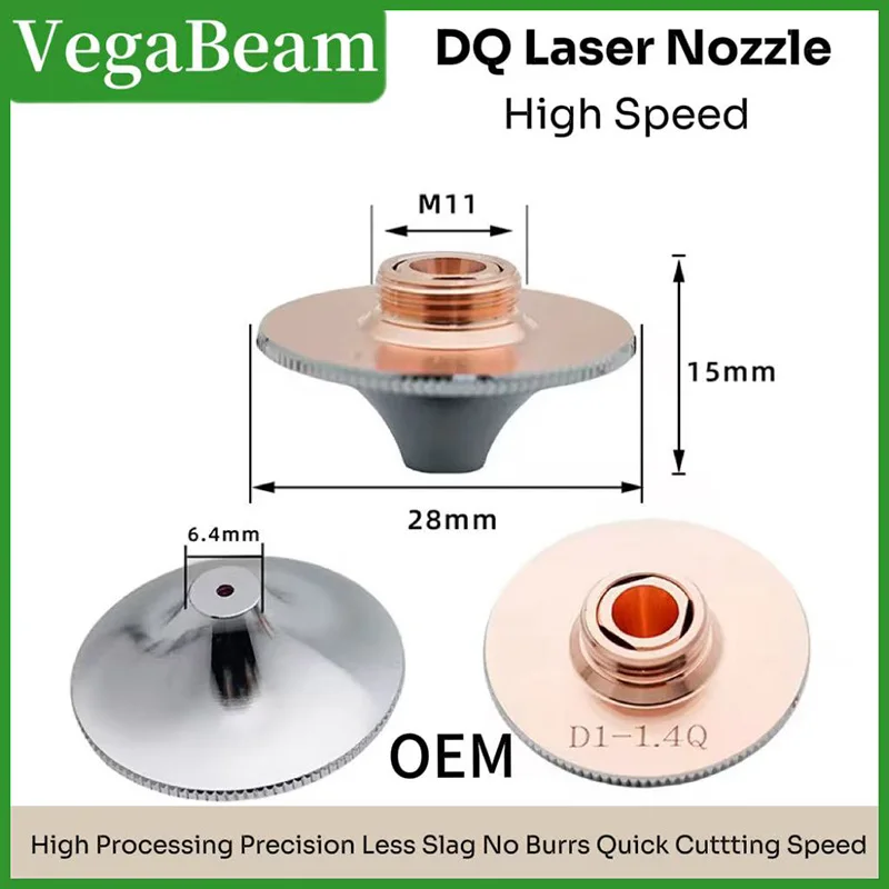 

DQ Dia 28mm High Speed High Power Copper Nozzles M11 H15mm Double Layer Laser Cutting Nozzle For HSG HANS Precitec BOCI WSX etc.